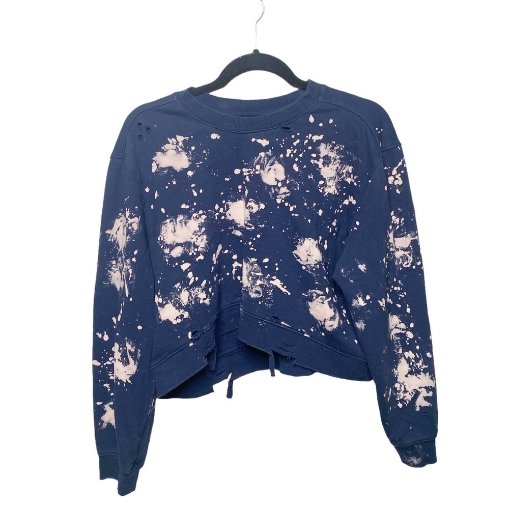 Blank NYC Distressed Tie Dye Crop top blue Sz L